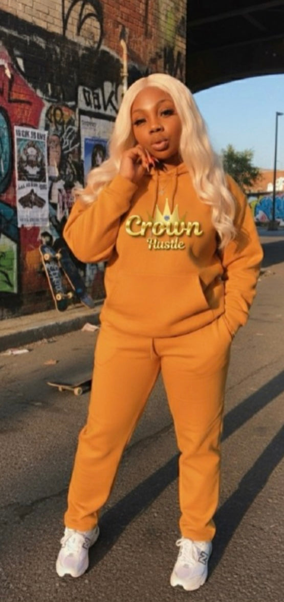 Whatever I Want- HOODIE in vibrant orange, showcasing Crown Hustle Fleece Pullover Streetwear style.