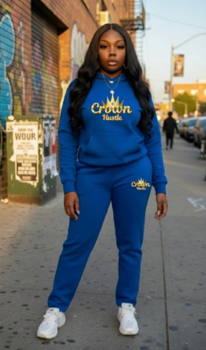 Invest In Knowledge- HOODIE worn by a model on the street showcasing Crown Hustle Fleece Pullover Streetwear.